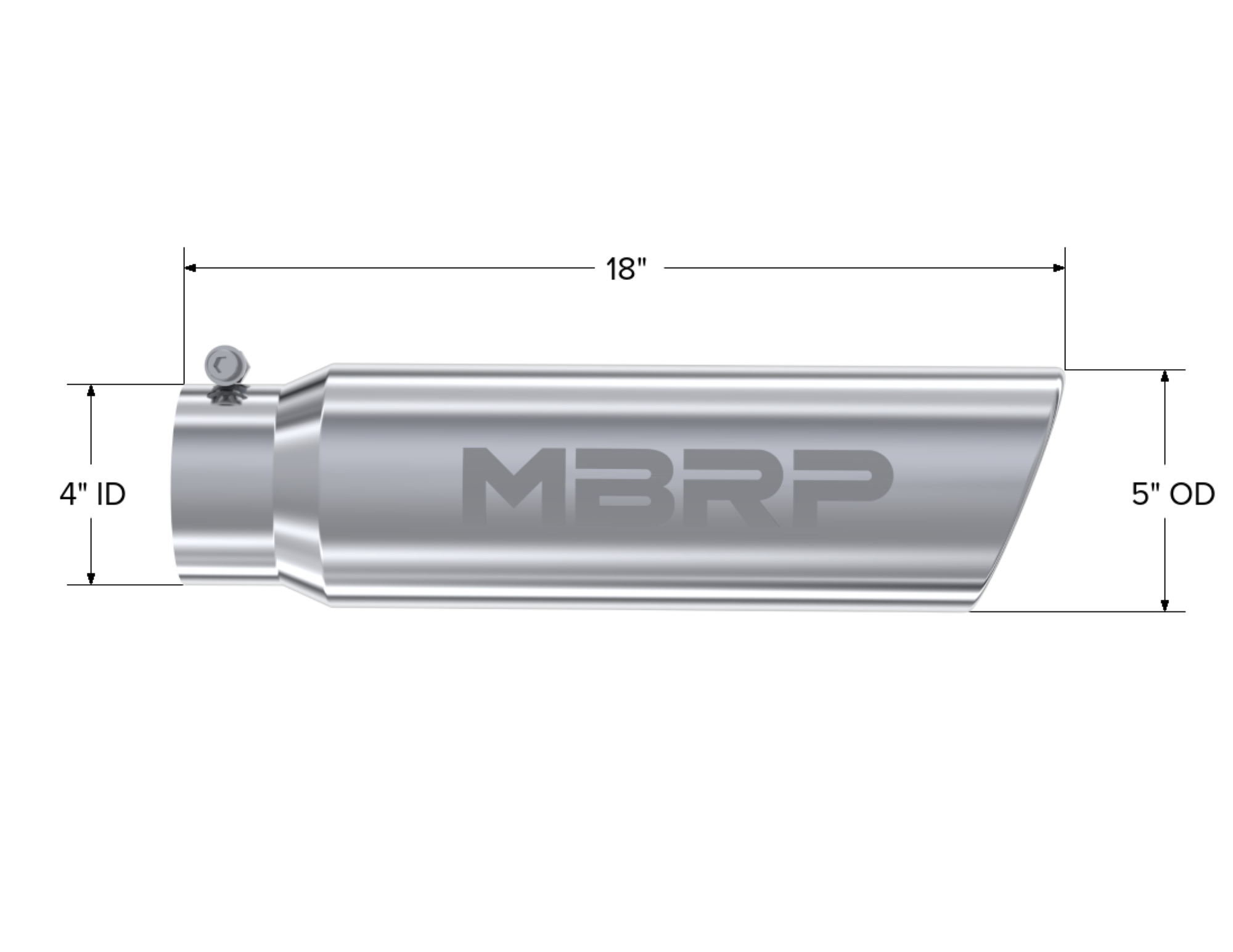 MBRP Exhaust T5124 Tip. 5in. O.D.. Angled Rolled End. T304 Stainless Steel.